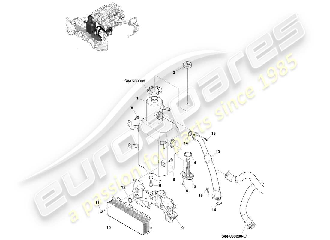 aston martin v8 vantage (2007) engine lubrication, line fit part diagram