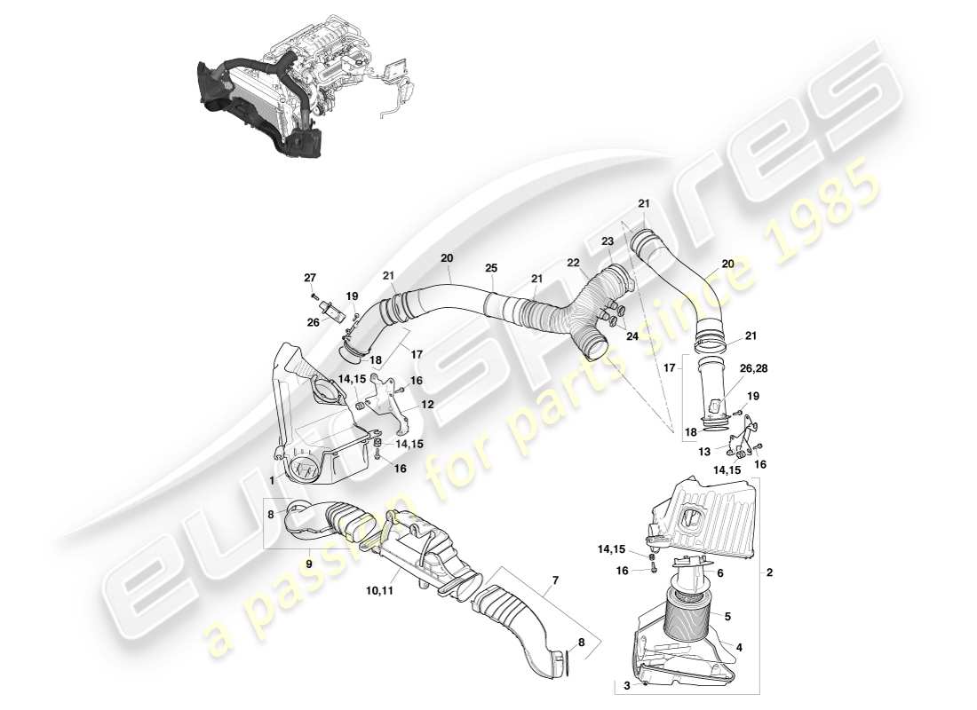 aston martin v8 vantage (2007) air charging part diagram