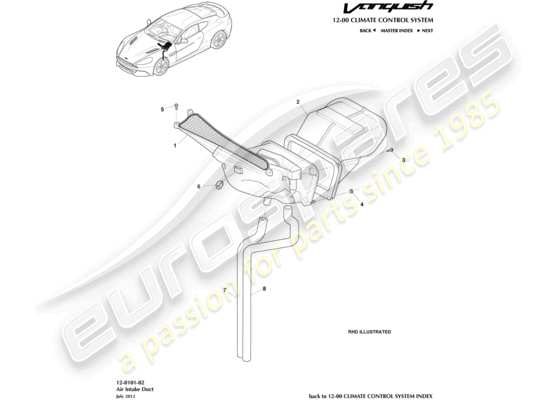 a part diagram from the aston martin vanquish (2016) parts catalogue