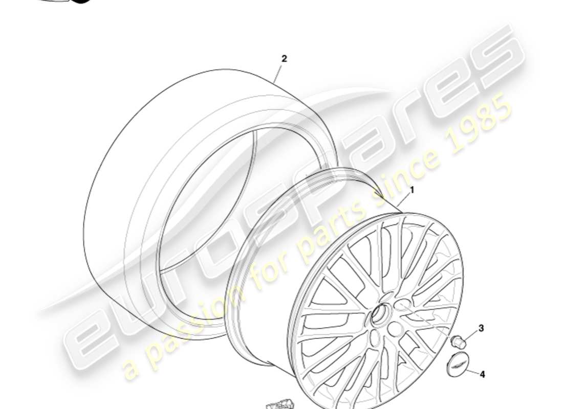 aston martin v8 vantage (2016) front wheels & tyres, 09my to 12.25my part diagram