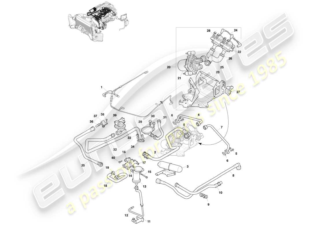 aston martin v8 vantage (2005) emission control part diagram