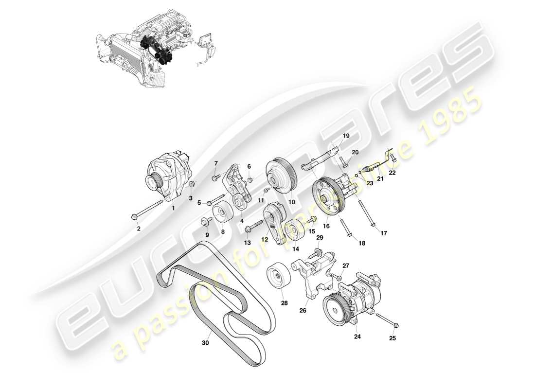 aston martin v8 vantage (2007) accessory drive part diagram