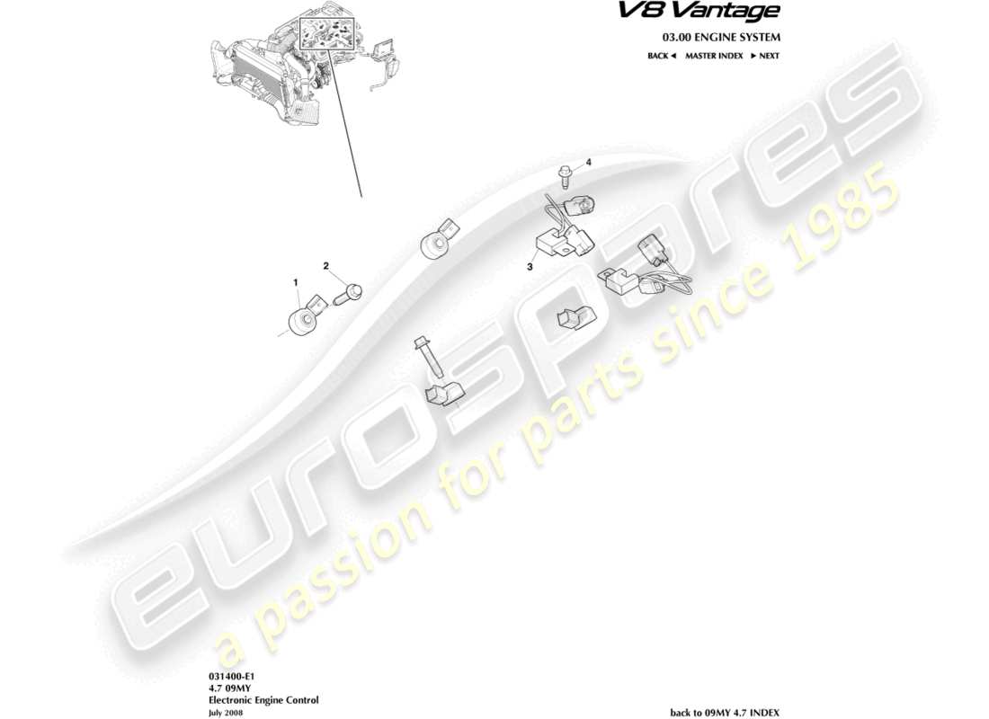 aston martin v8 vantage (2016) electronic engine control part diagram