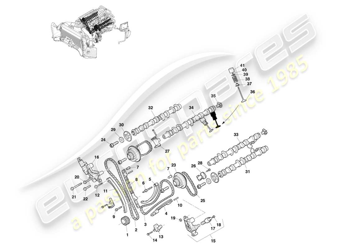 aston martin v8 vantage (2007) valve train part diagram