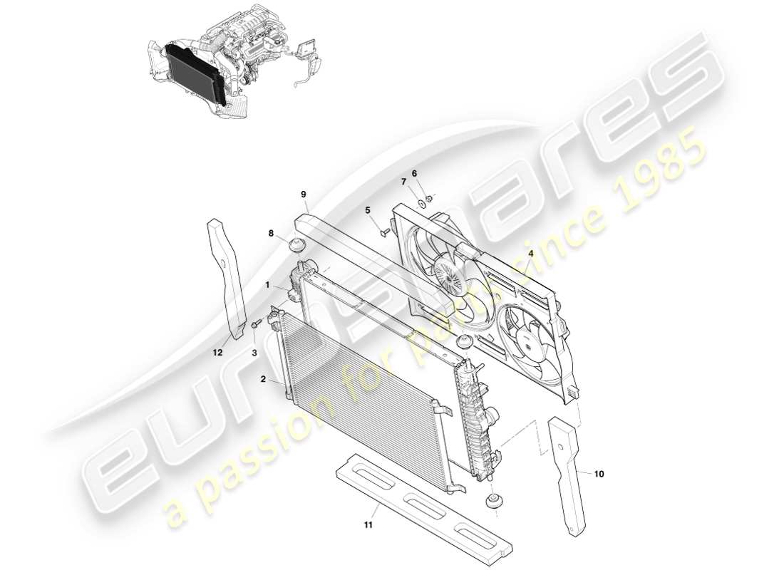 aston martin v8 vantage (2007) engine cooling (line fit) part diagram