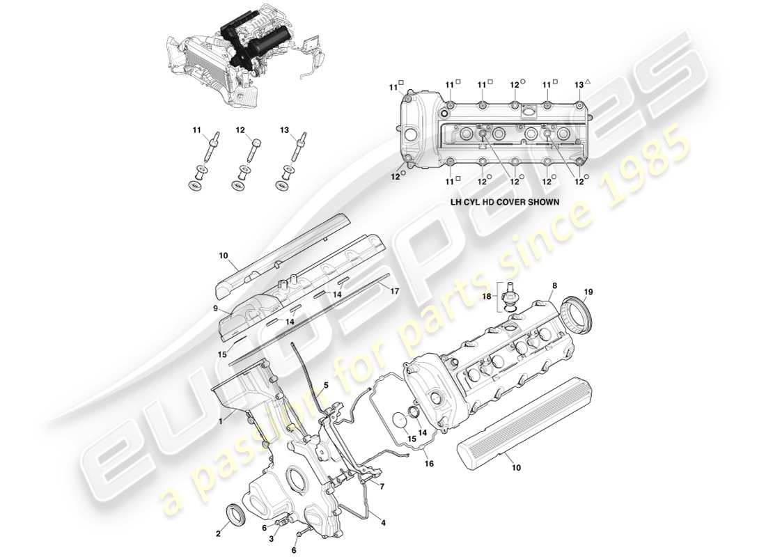 aston martin v8 vantage (2007) engine sealing part diagram