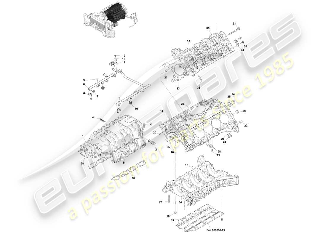 aston martin v8 vantage (2007) engine structure part diagram