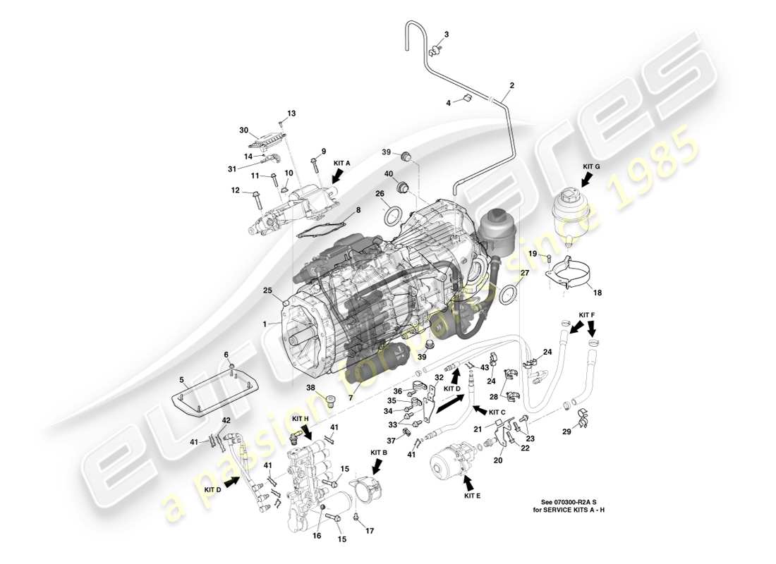 aston martin v8 vantage (2007) transaxle, manual, 7 spd part diagram