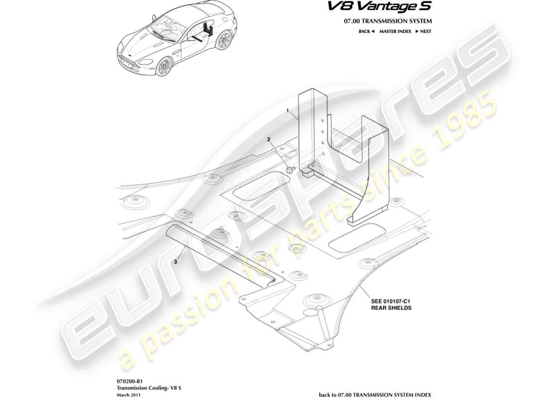 aston martin v8 vantage (2012) cooling duct part diagram