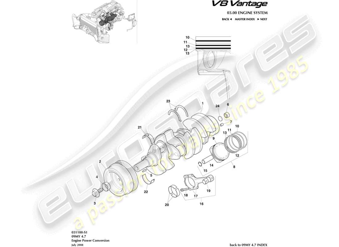 aston martin v8 vantage (2010) power conversion part diagram