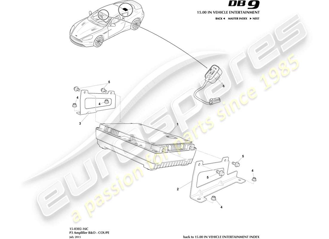 aston martin db9 (2014) p3 amplifiers, b&o, 16my, coupe part diagram