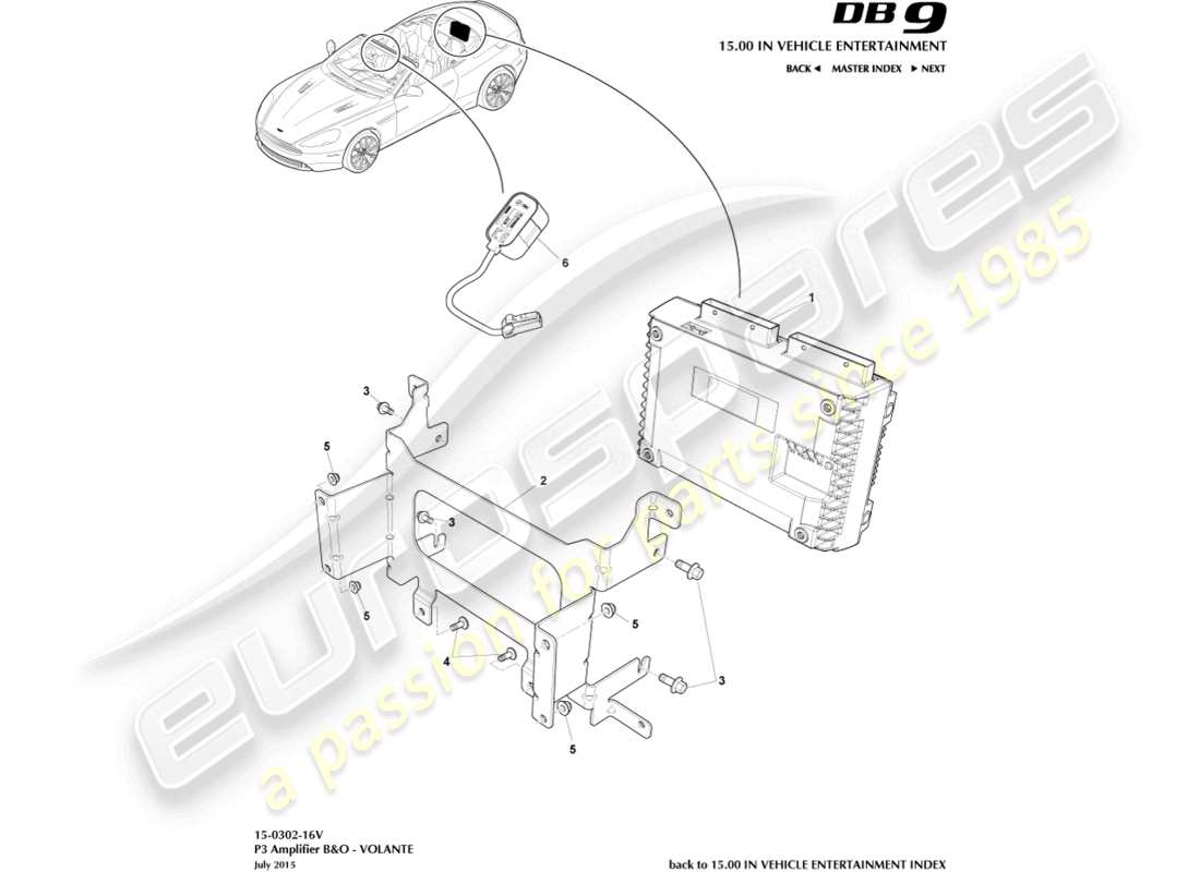 aston martin db9 (2014) p3 amplifiers, b&o, 16my, volante part diagram