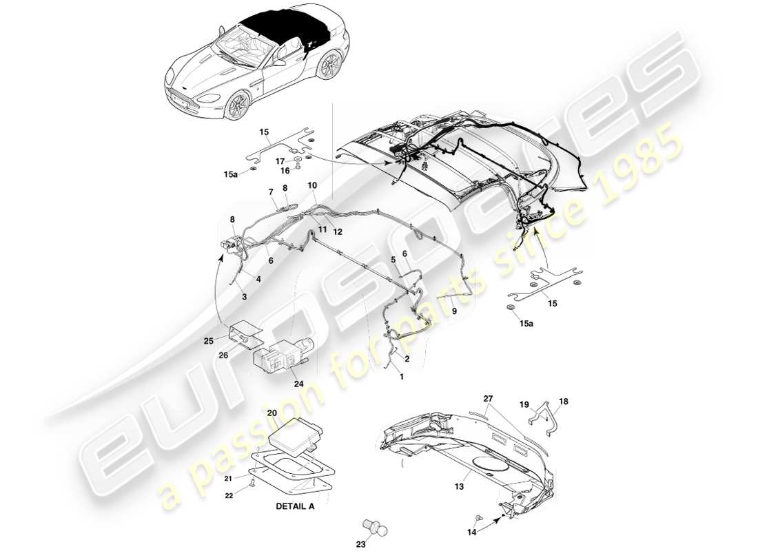 aston martin v8 vantage (2005) roadster roof, page2 part diagram