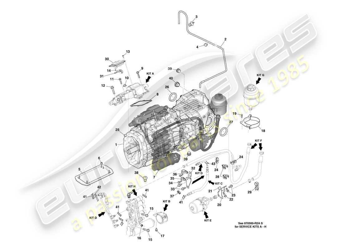 aston martin v8 vantage (2005) transaxle, manual, 7 spd part diagram