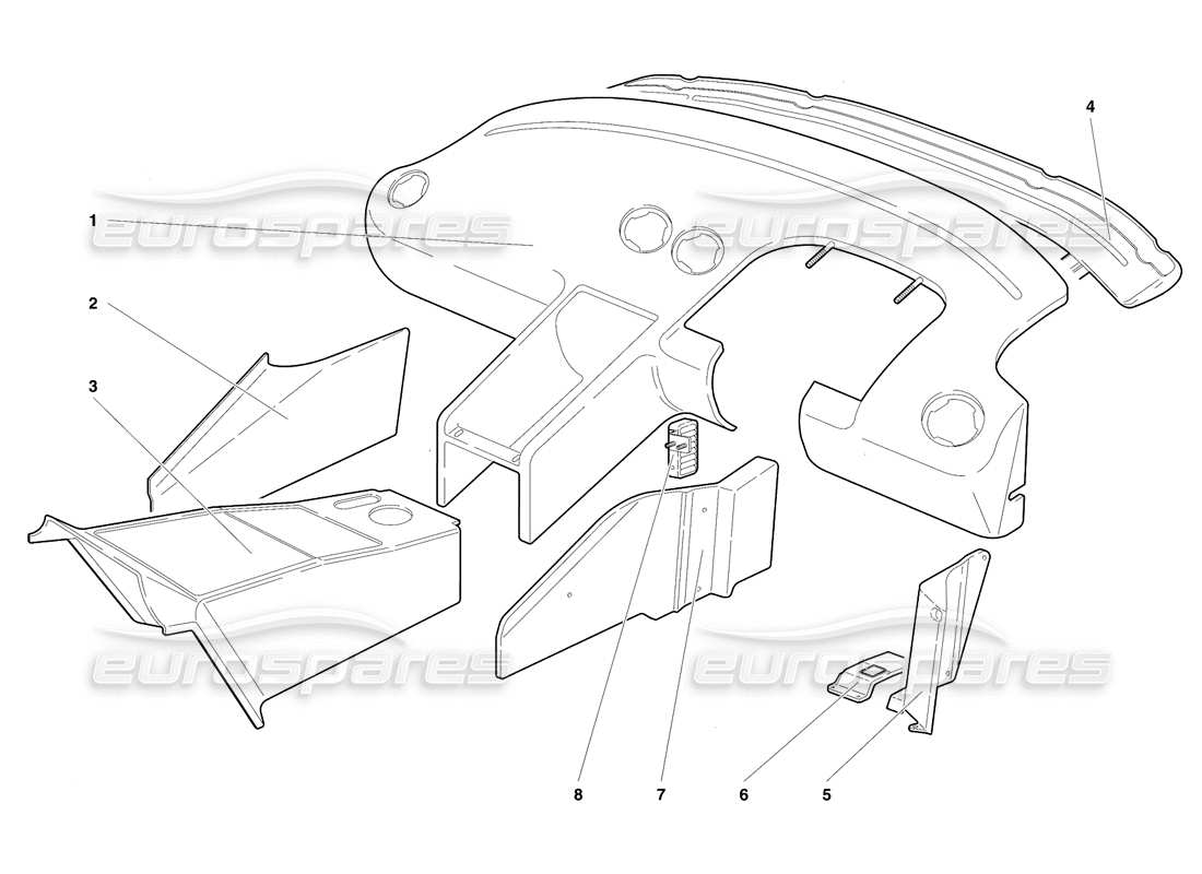 lamborghini diablo se30 (1995) passenger compartment trim (valid for rh d. version - january 1995) part diagram