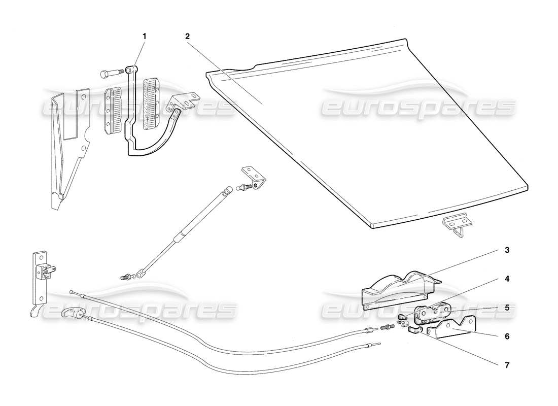 lamborghini diablo se30 (1995) front hood (valid for rh d. version - january 1995) parts diagram