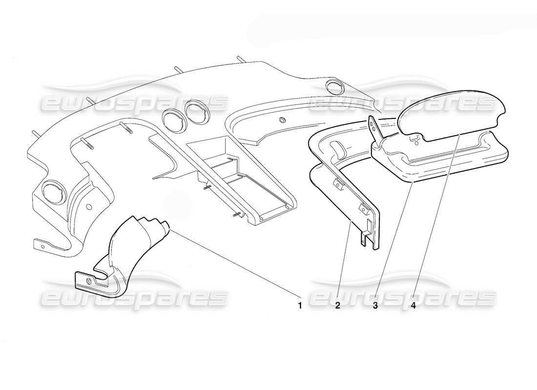 lamborghini diablo (1991) passenger compartment trim (valid for usa version - september 1991) part diagram