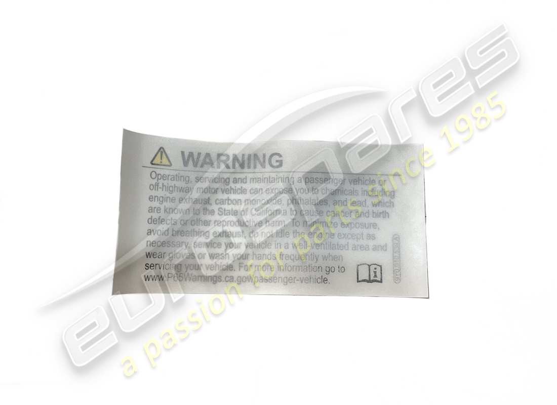 NEW Lamborghini WARNING STICKER KALIFORNIEN . PART NUMBER 9Y0010539A (1)