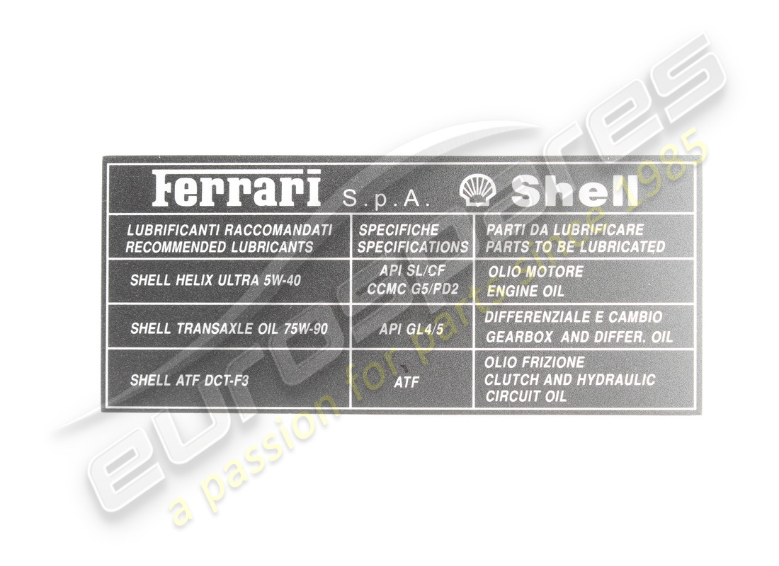 new ferrari engine/gearbox oil adhesive. part number 258125 (1)