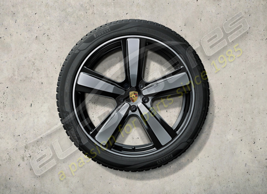 new porsche 22 inch exclusive design sport winter wheel and tyre set - painted in black (high-gloss) part number 9y0044603r