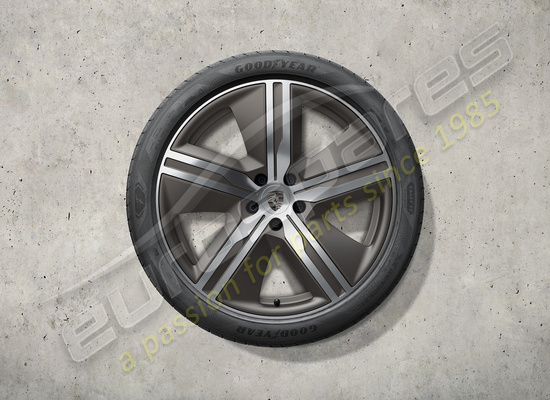 new porsche 22 inch exclusive design summer wheel and tyre set - painted in turbonite part number 95c044660p