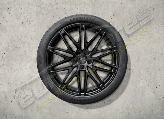 new porsche 22 inch rs spyder design summer wheel and tyre set - painted in black (high-gloss) part number 95c044660j