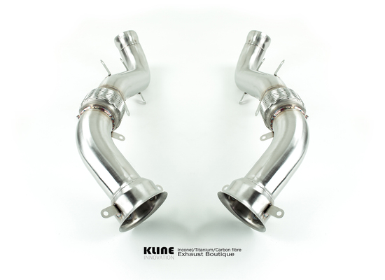 new kline innovation mclaren mp4-12c decat cat pipe set - stainless steel part number kl-mc-12c-decat-cs-ss