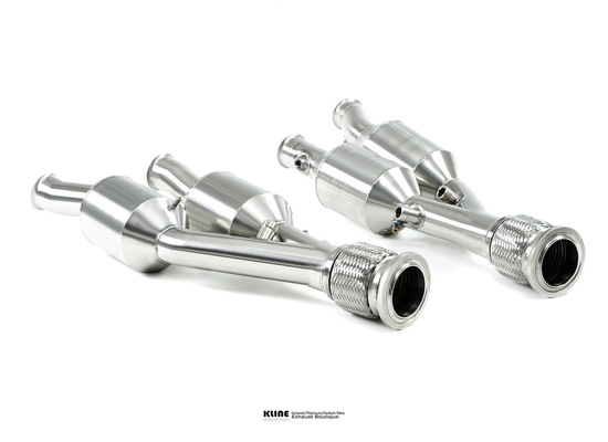 new kline innovation lamborghini aventador 100cell cat pipe set - stainless steel part number kl-lam-av-100-cs-ss