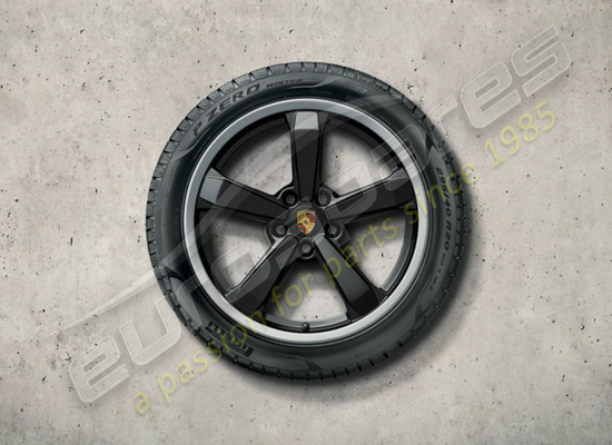 new porsche 19-/20-inch dakar winter wheel and tire set - painted in black (silky finish) part number 992044600s