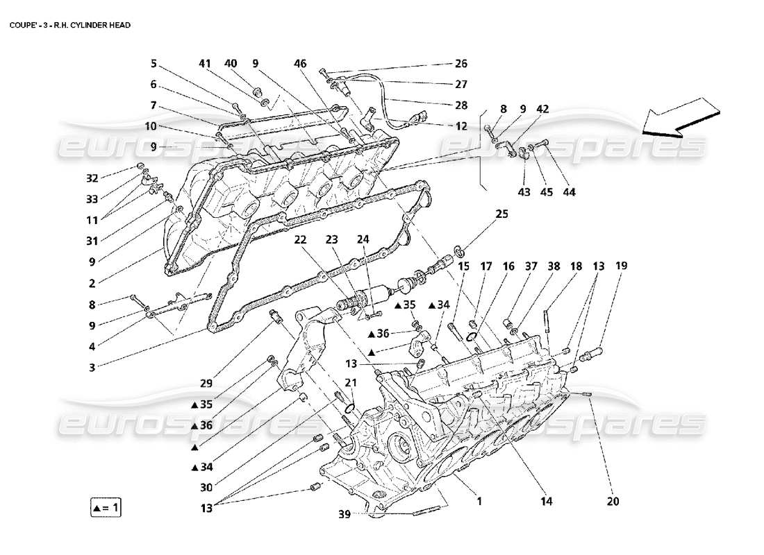 maserati 4200 coupe (2002) rh cylinder head part diagram