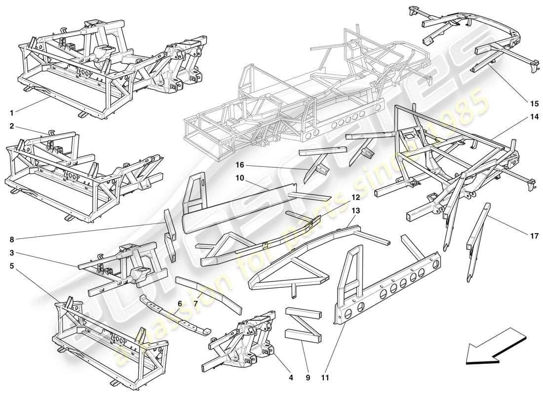 ferrari 456 m gt/m gta frame and structures part diagram