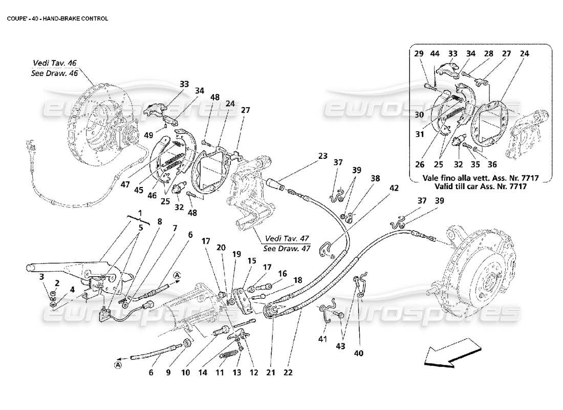 maserati 4200 coupe (2002) hand-brake control parts diagram