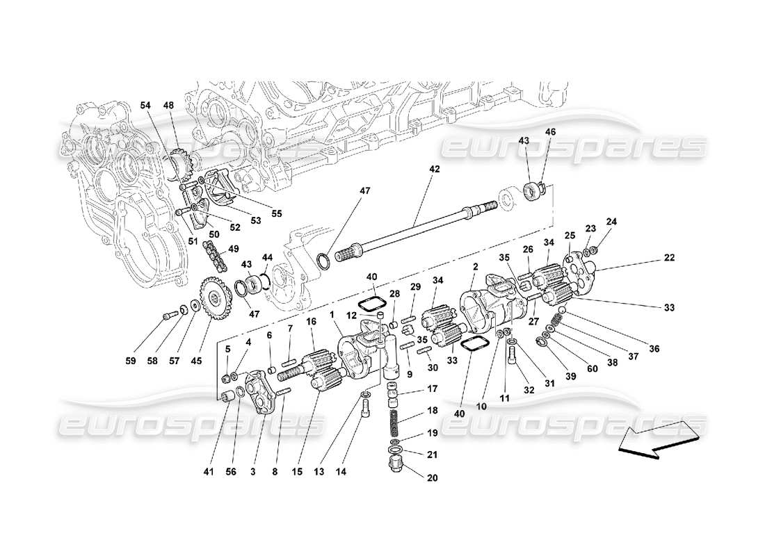 ferrari 550 maranello lubrication - oil pumps parts diagram