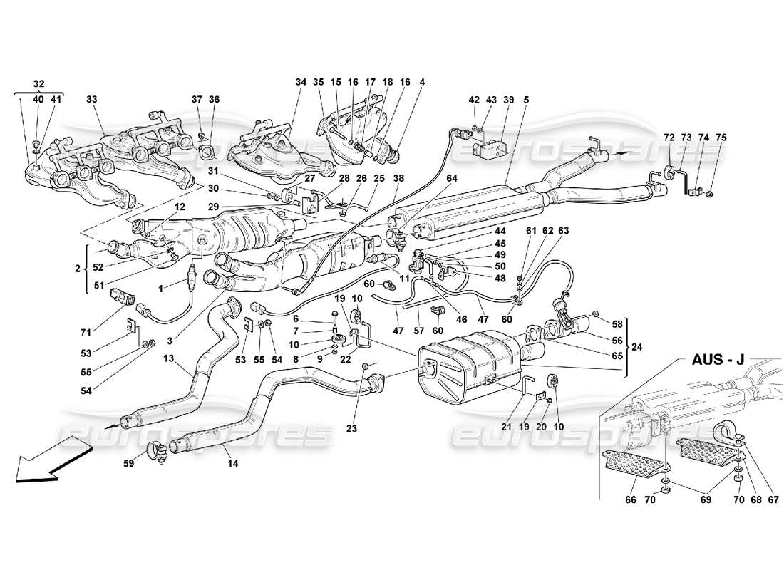 ferrari 550 maranello exhaust system part diagram