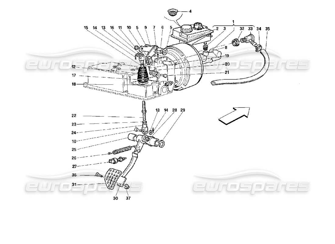 ferrari 512 m brake hydraulic system -valid for gd- parts diagram