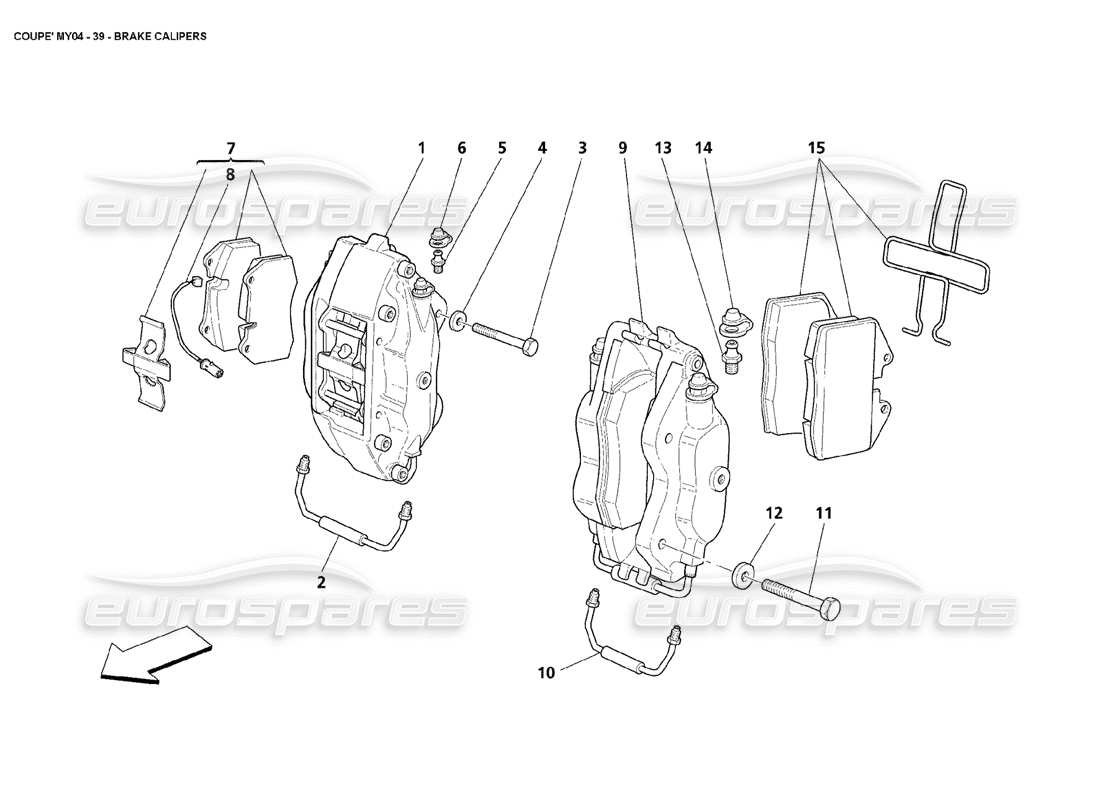 maserati 4200 coupe (2004) brake calipers parts diagram