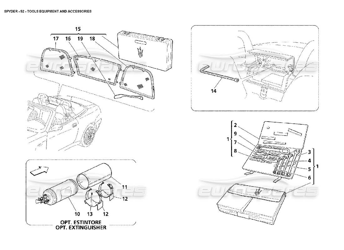 maserati 4200 spyder (2002) tools equipment and accessories parts diagram