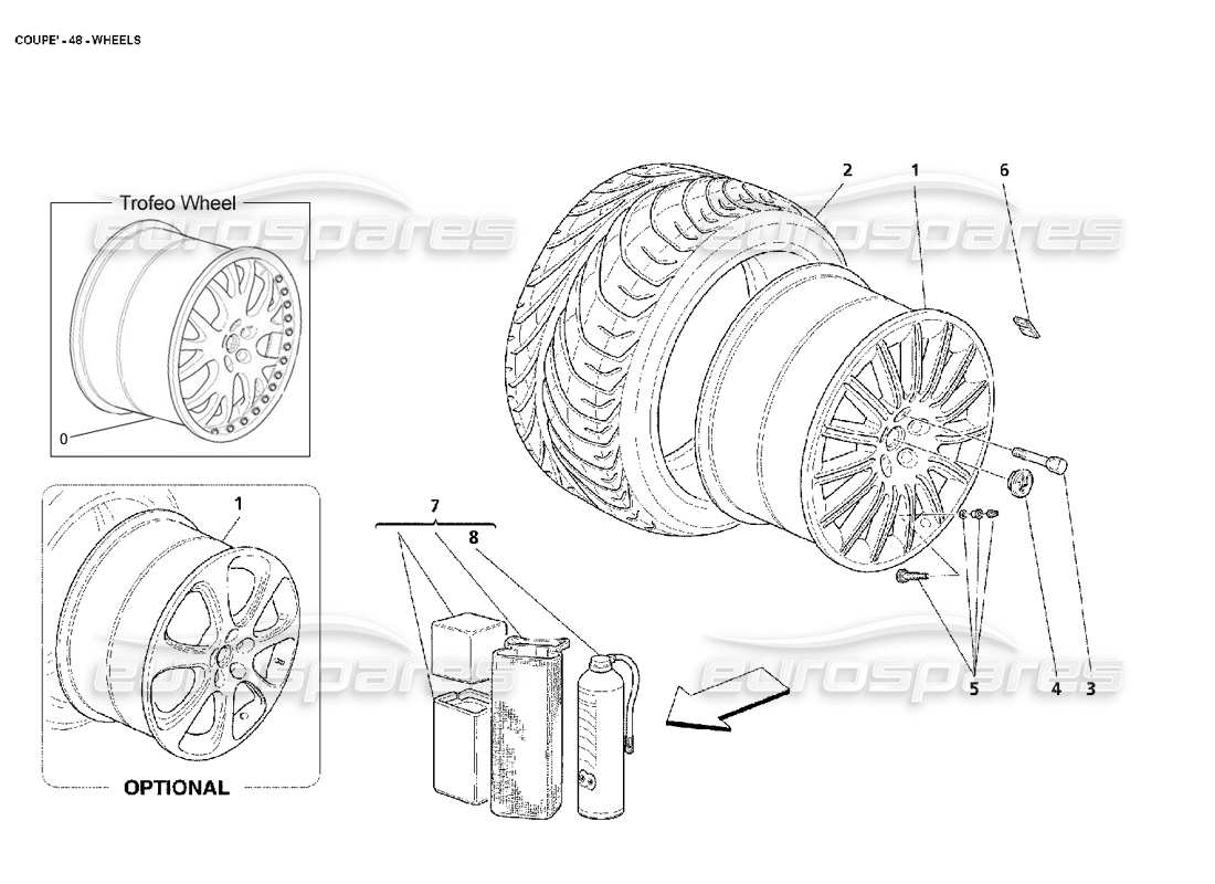 maserati 4200 coupe (2002) wheels parts diagram