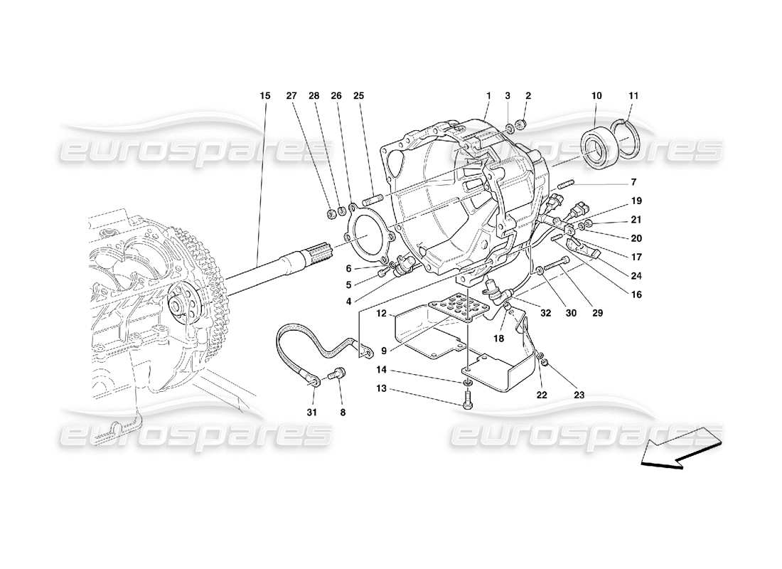 ferrari 456 m gt/m gta clutch housing -valid for 456m gta part diagram