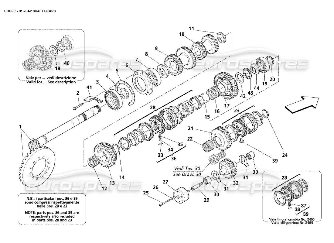 maserati 4200 coupe (2002) lay shaft gears parts diagram