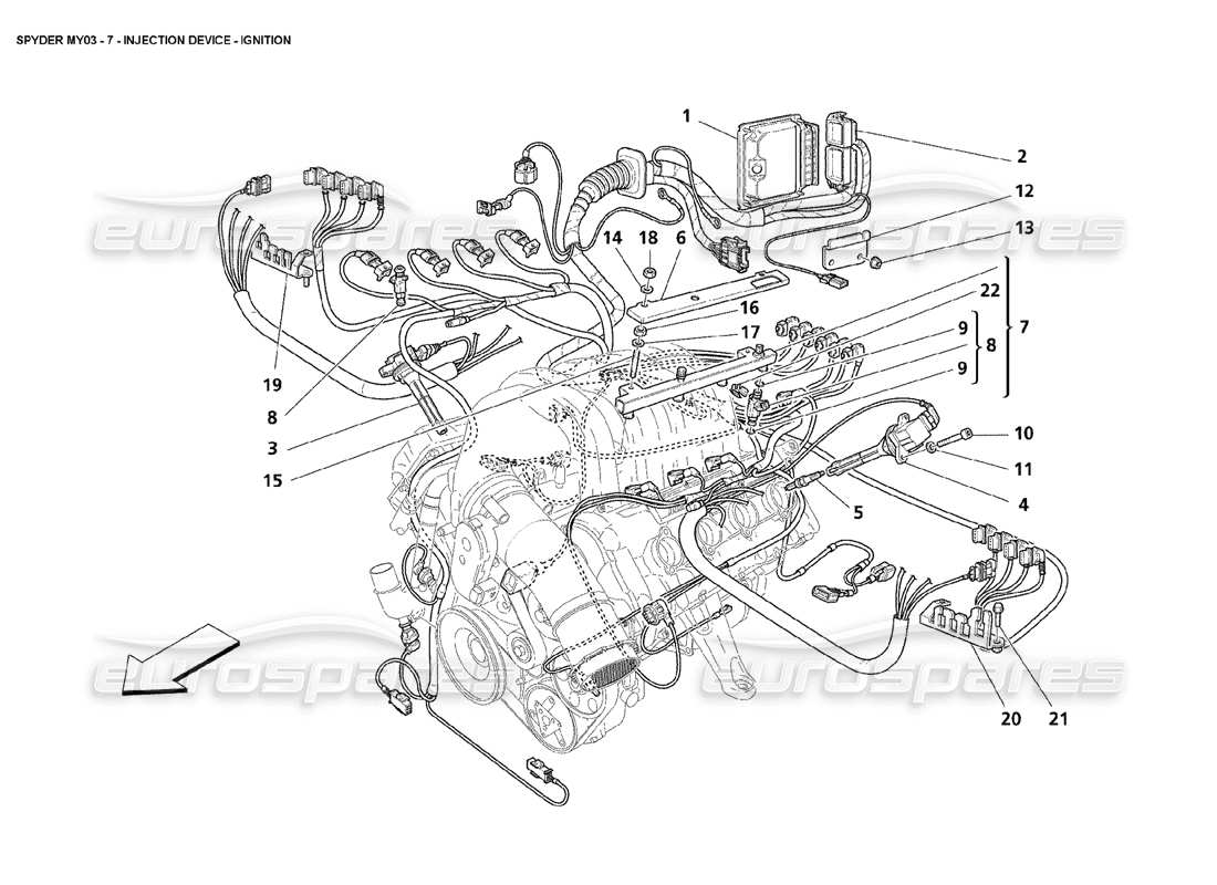 maserati 4200 spyder (2003) injection device - ignition part diagram