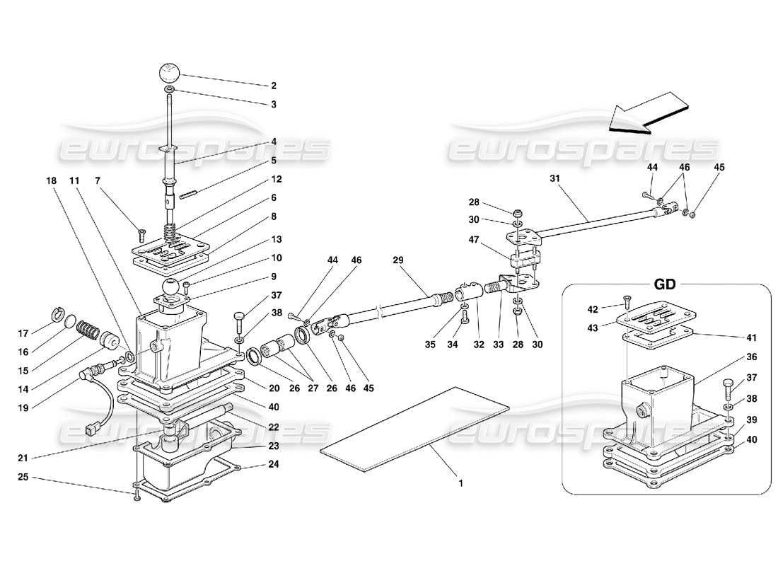 ferrari 456 m gt/m gta outside gearbox controls -not for 456m gta part diagram