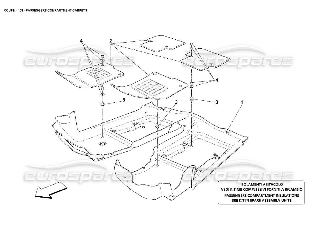 maserati 4200 coupe (2002) passengers compartment carpets part diagram