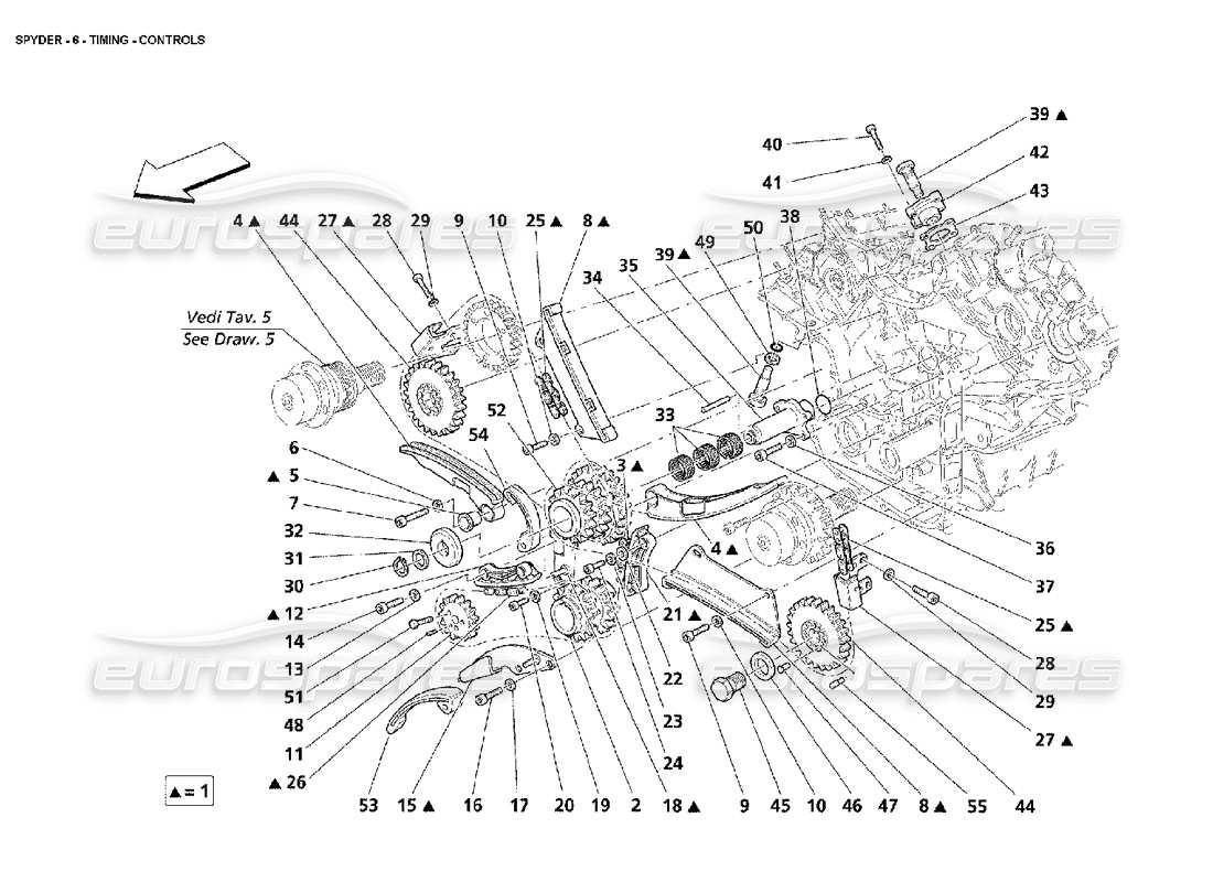 maserati 4200 spyder (2002) timing - controls part diagram