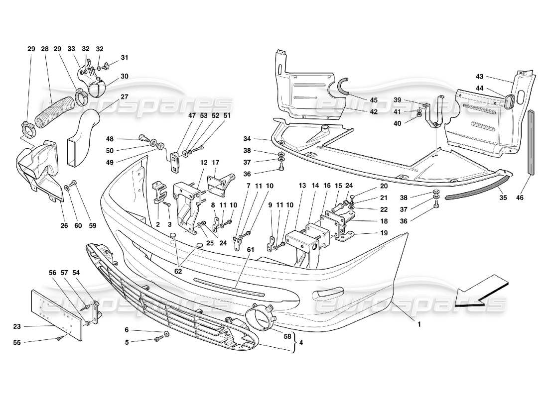 ferrari 456 m gt/m gta front bumper part diagram