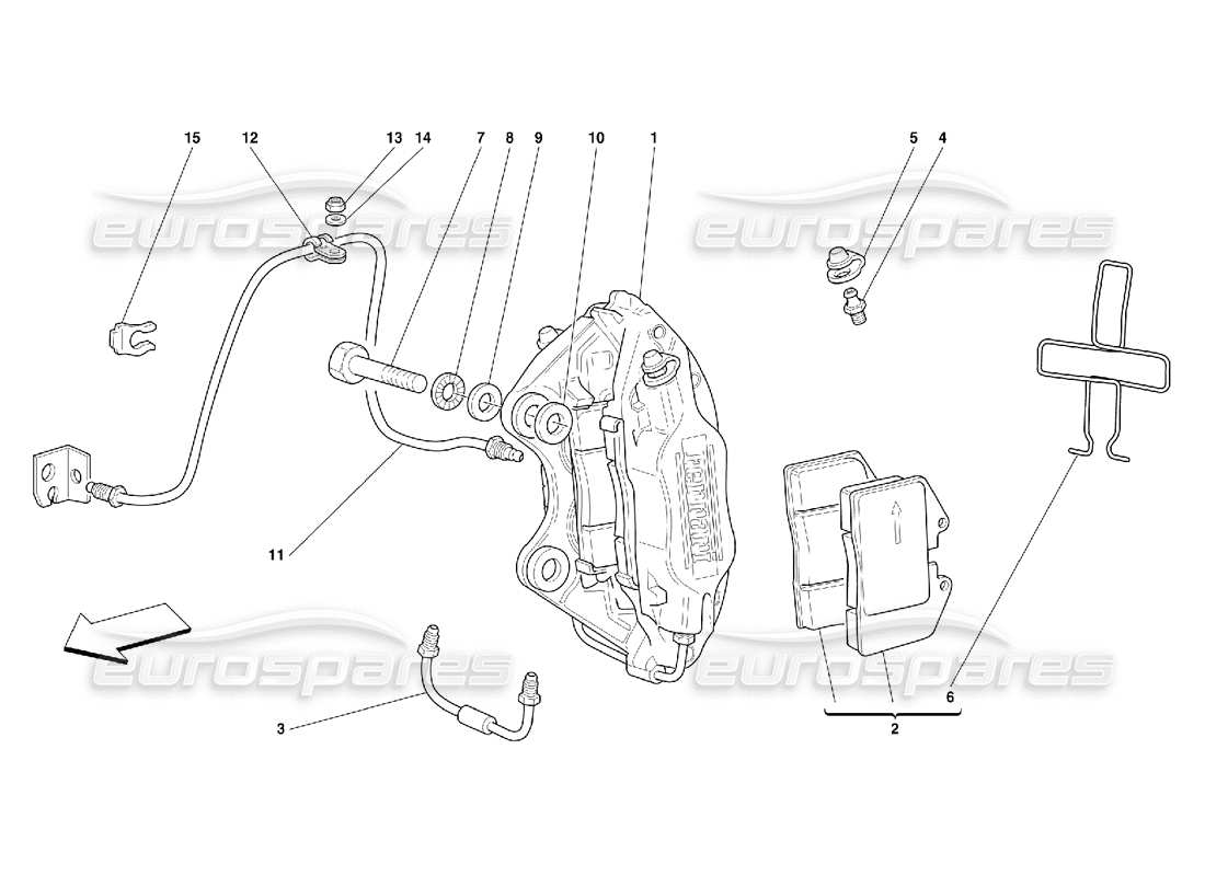 ferrari 456 m gt/m gta caliper for rear brake part diagram