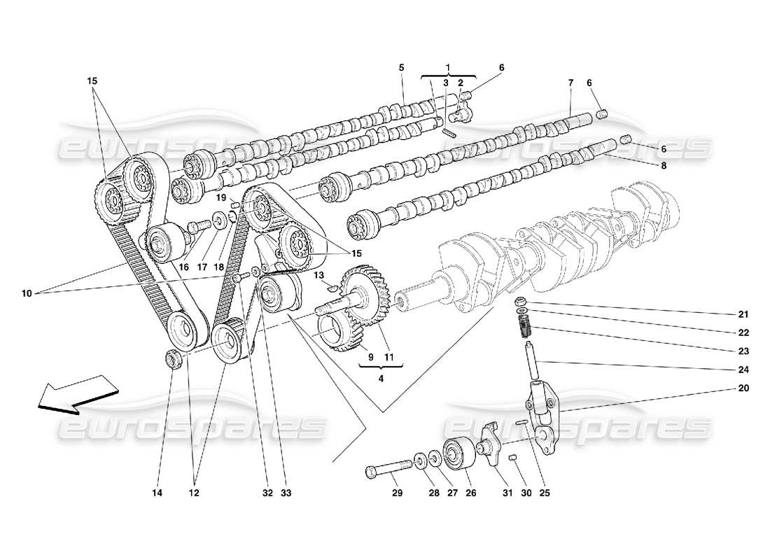 ferrari 456 m gt/m gta timing - controls part diagram