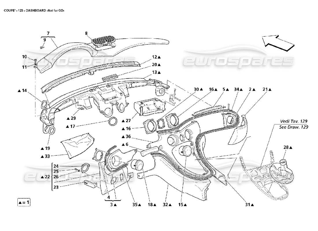 maserati 4200 coupe (2002) dashboard -not for gd parts diagram