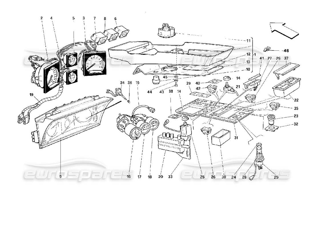 ferrari 512 m instruments and passenger compartment accessories part diagram