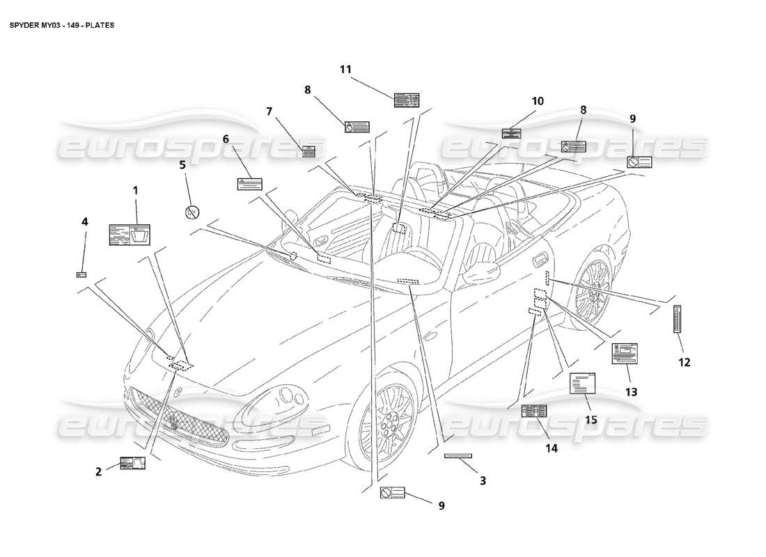 a part diagram from the maserati 4200 spyder (2003) parts catalogue